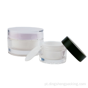 Recipiente de creme cosmético de luxo para cuidados com a pele de parede dupla redonda, embalagem frasco de acrílico